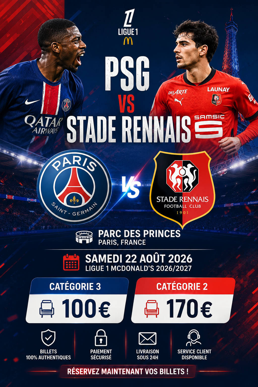 🎟️ Billets PSG vs Stade Rennais – Ligue 1 McDonald's 2026/2027